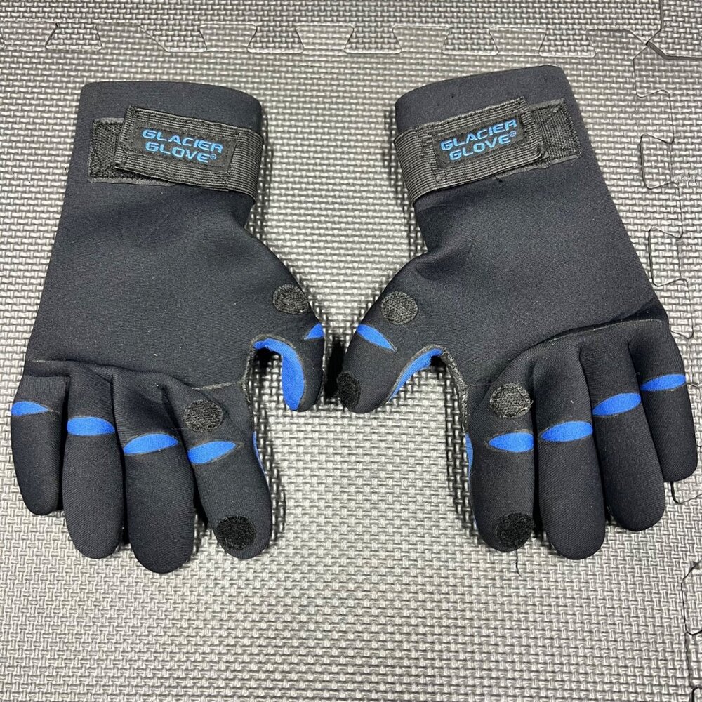 Neoprene Glacier Glove Fishing Gloves With Textured Grip Palm & Blue Accents For